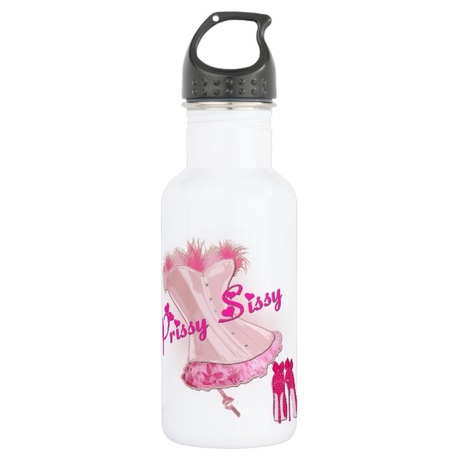 PRISSY SISSY - Pink Feathered Corset 532 Ml Water Bottle (Front)