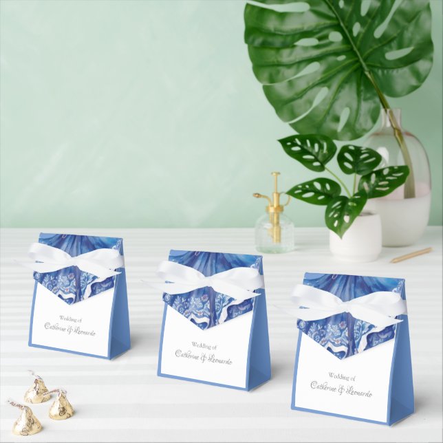 Pristine Blue and White Santorini Wedding Favour Box (Multiple)