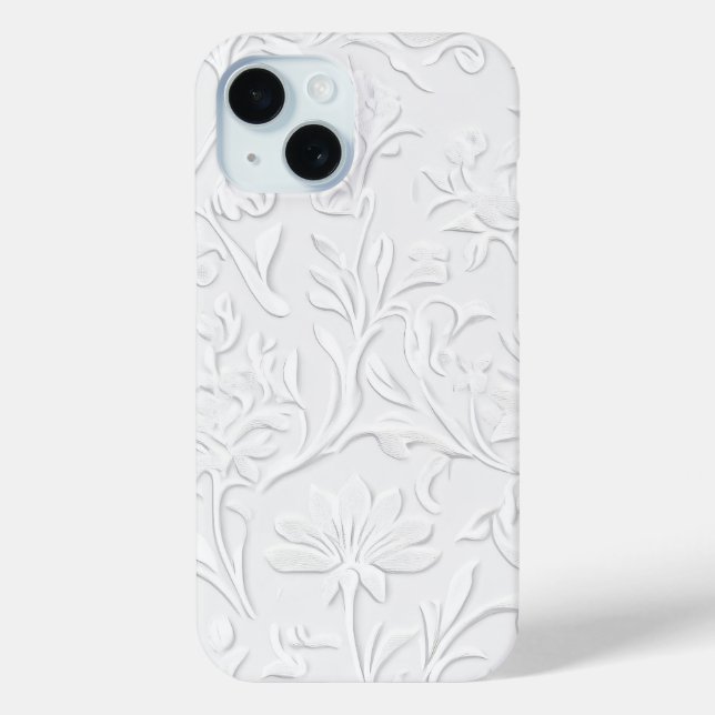 Pristine White Floral Embossed Phone Case (Back)