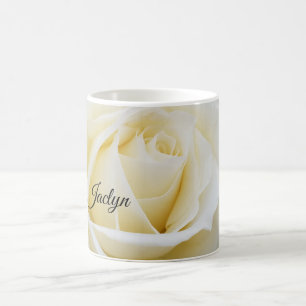 Pristine White Rose Close-Up Photo Coffee Mug