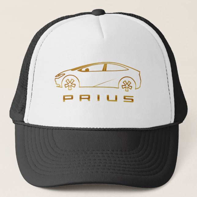 Prius 2023 Ev Car Gold Trucker Hat (Front)
