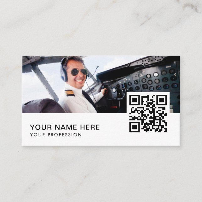 private airline QR Code  Business Card (Front)