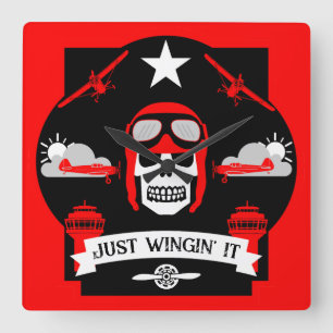 Private And Commercial Pilot Gift Square Wall Clock