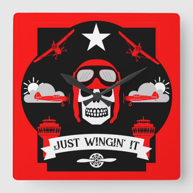 Private And Commercial Pilot Gift Square Wall Clock (Front)