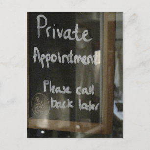 private appointment postcard