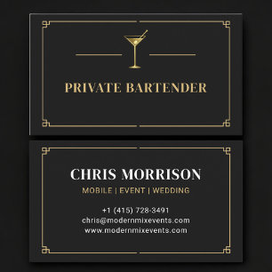 Private Bartender Professional Business Card