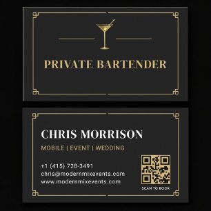 Private Bartender QR Code Professional Business Card