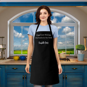 Private chef black white script slogan apron