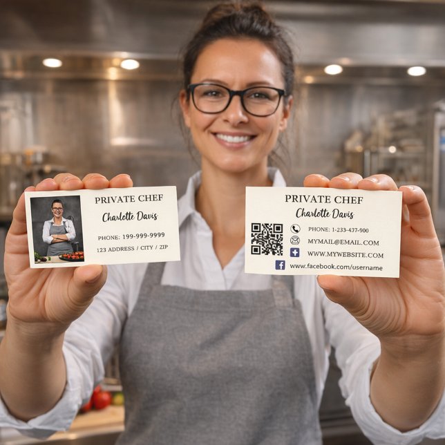 Private chef ivory photo catering QR code Business Card (Creator Uploaded)