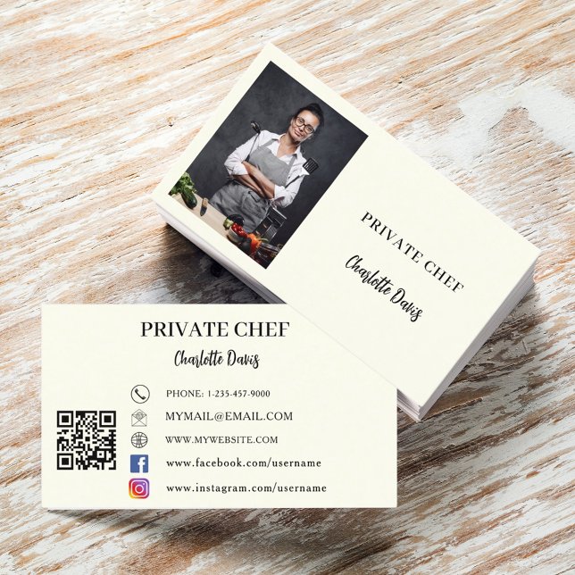Private chef ivory photo catering QR code Business Card (Creator Uploaded)