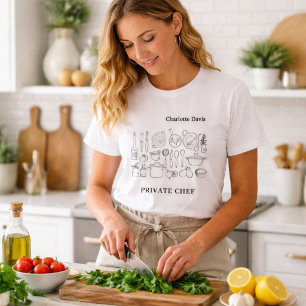 Private chef name script kitchen utensils T-Shirt