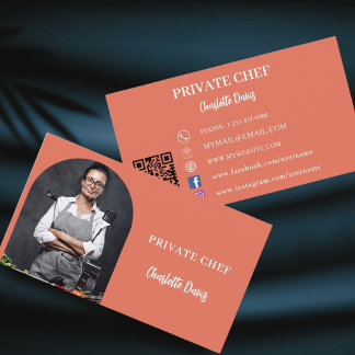 Private chef terracotta photo arch QR code Business Card