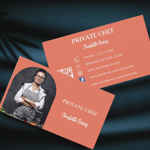 Private chef terracotta photo catering QR code Business Card