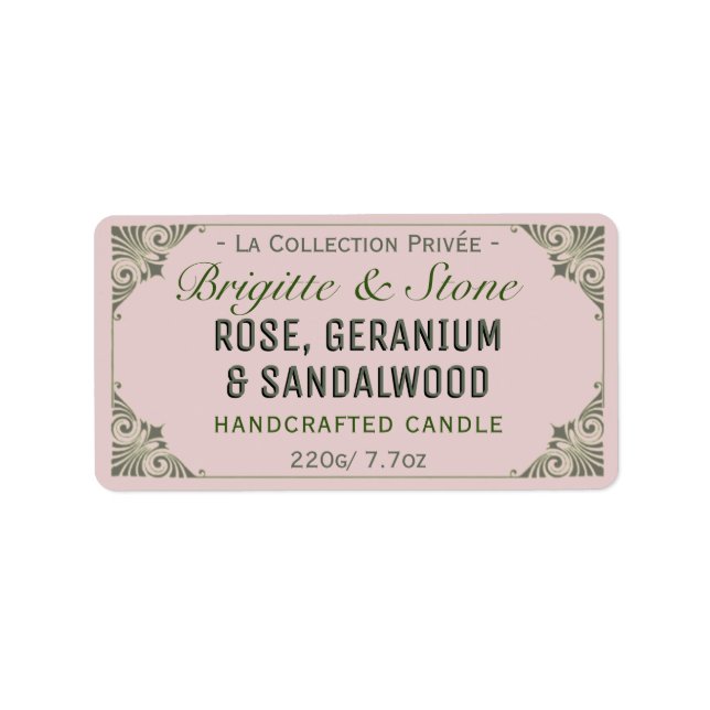 Private Collection Handcrafted Viridescent Candle Label (Front)