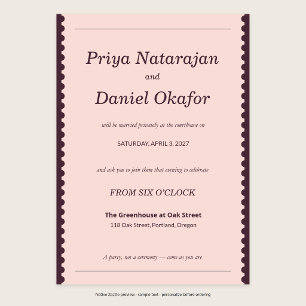 Private Courthouse Ceremony, Evening Celebration Invitation