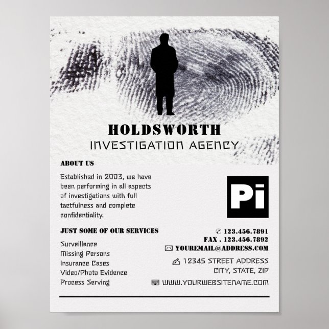 Private Eye Design, Private Detective Investigator Poster (Front)