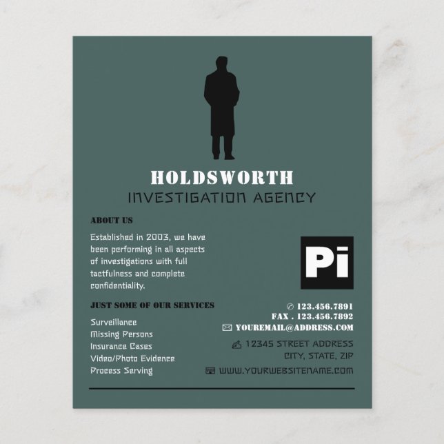 Private Eye Logo, Private Detective Investigator Flyer (Front)