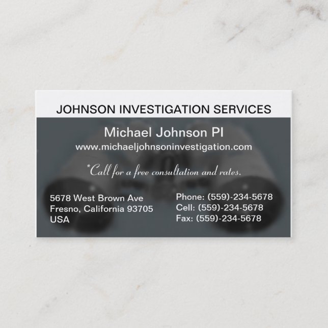 Private Investigation Business Card (Front)