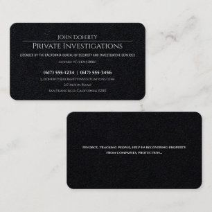 Private Investigations Detective Professional Bu Business Card