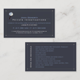 Private Investigations | Detective Professional Business Card