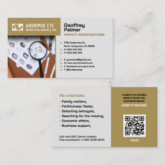 Private Investigations | Detective Professional Business Card