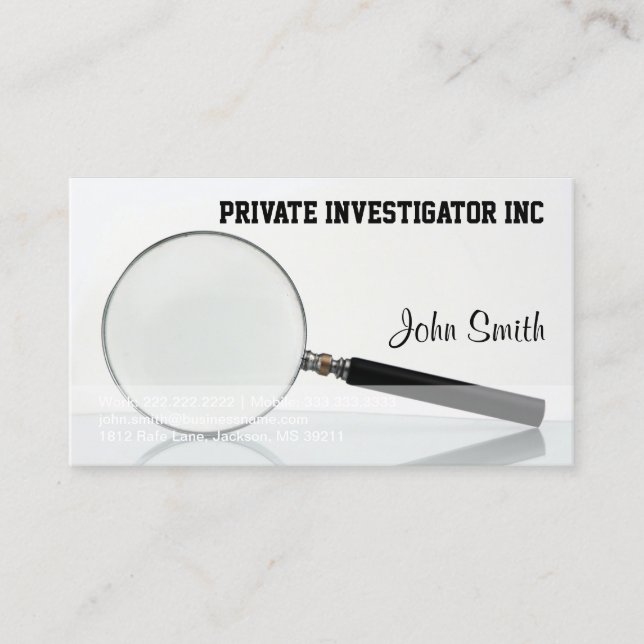 Private Investigator business card (Front)