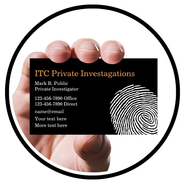Private Investigator Fingerprint Theme Business Card (Private Investigator)