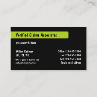 Private Investigator Services Business Card