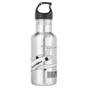 Private jet cartoon illustration 532 ml water bottle