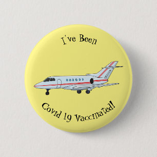 Private jet cartoon illustration 6 cm round badge