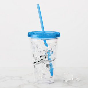 Private jet cartoon illustration acrylic tumbler