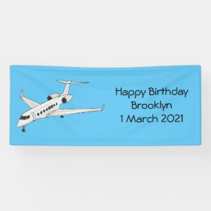 Private jet cartoon illustration banner