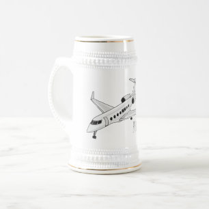 Private jet cartoon illustration beer stein