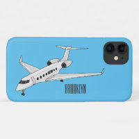 Private jet cartoon illustration