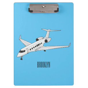 Private jet cartoon illustration clipboard
