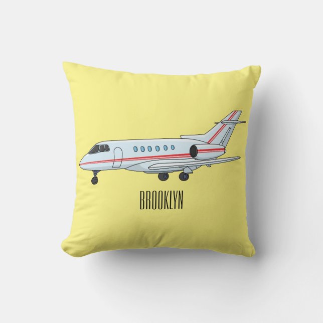 Private jet cartoon illustration  cushion (Front)