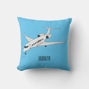 Private jet cartoon illustration cushion