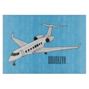 Private jet cartoon illustration cutting board
