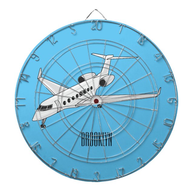 Private jet cartoon illustration dartboard (Front)