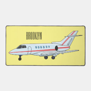 Private jet cartoon illustration desk mat