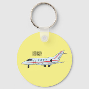 Private jet cartoon illustration key ring