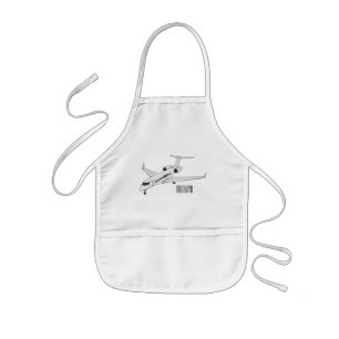 Private jet cartoon illustration kids apron
