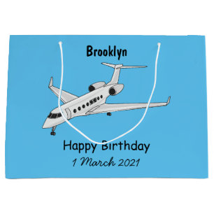 Private jet cartoon illustration large gift bag