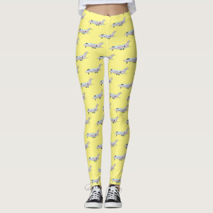 Private jet cartoon illustration leggings
