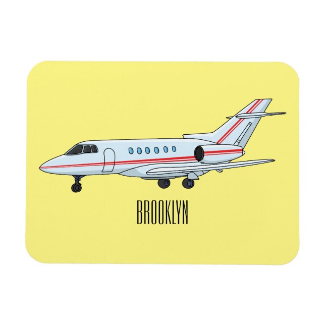 Private jet cartoon illustration magnet (Horizontal)