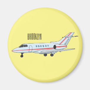 Private jet cartoon illustration magnet