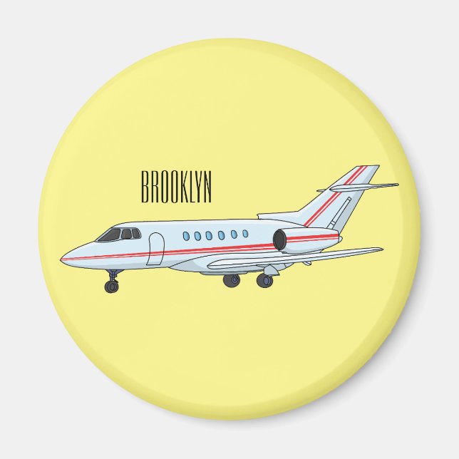 Private jet cartoon illustration magnet (Front)