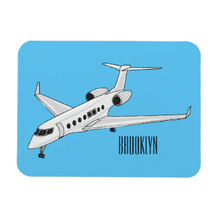 Private jet cartoon illustration magnet