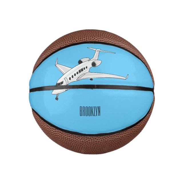 Private jet cartoon illustration mini basketball (Front)