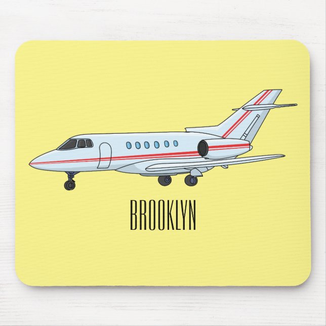 Private jet cartoon illustration mouse pad (Front)